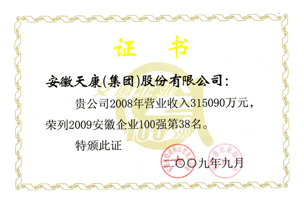 2009年度安徽省百强第38名